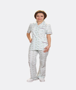 HST 100-Desenli Bayan Hasta Pijama Takımı Terikoton